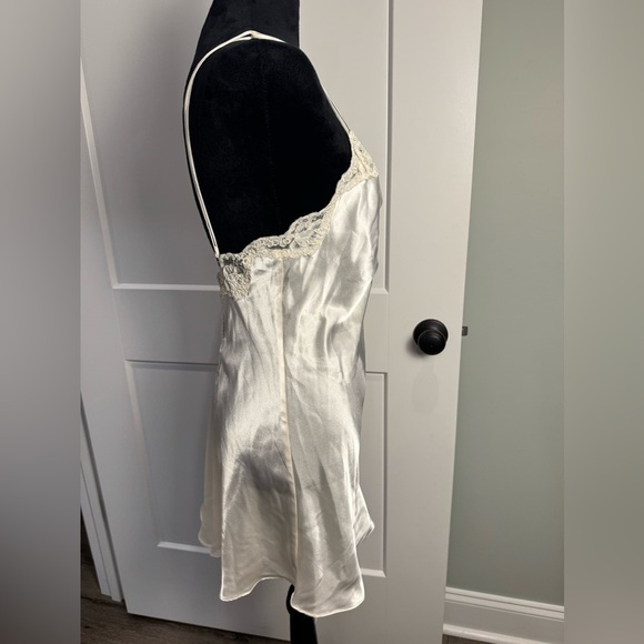 Vintage Gold Label Victorias Secret Satin Babydoll Slip Dress Nightie Ivory lace - Picture 4 of 9